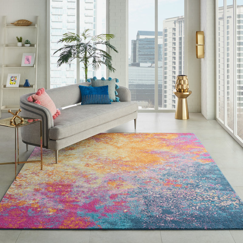 Viv + Rae Shortwood Abstract Pink/Yellow Area Rug & Reviews Wayfair